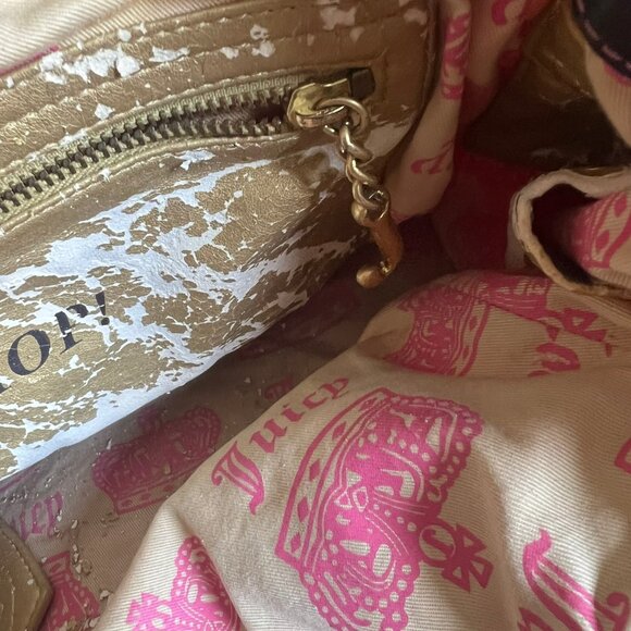 Y2K JUICY COUTURE DAYDREAMER VELOUR ROYAL EMBROIDERED SATCHEL BAG PINK - Picture 9 of 10